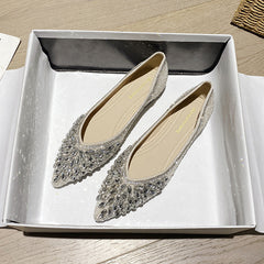Women's Flat Spring Rhinestone Slip-on Gentle Lei