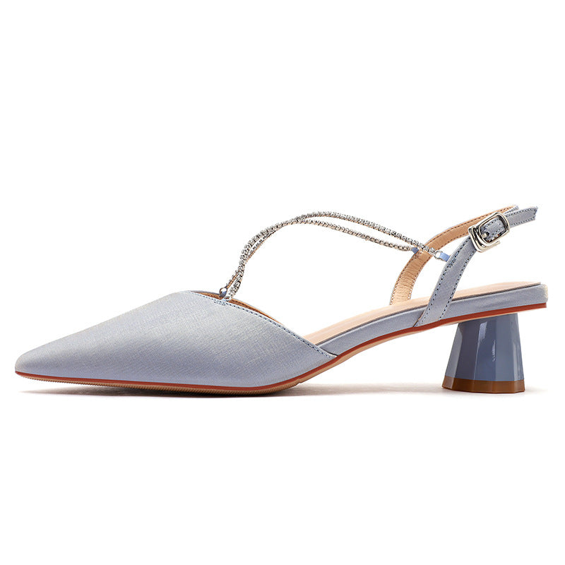 Women's Chain Chunky Low-cut Mid-mouth Round Toe