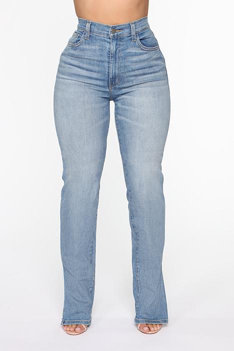 Jean droit fendu taille haute Jean droit