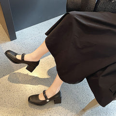 Women's Jane Chunky Retro Hepburn Style Fat Feet