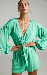 Long-Sleeved Knitted Solid Color V-neck Belt Loose  Romper