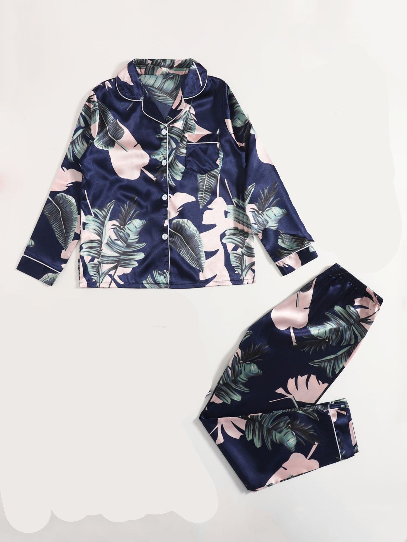 Home Wear Suit Pajamas Satin Cardigan Long Sleeve Long Sleeve Autumn