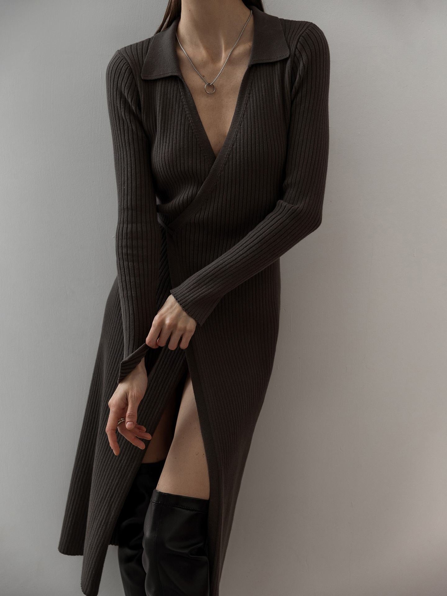 Split Strap Thread Knitted Dress