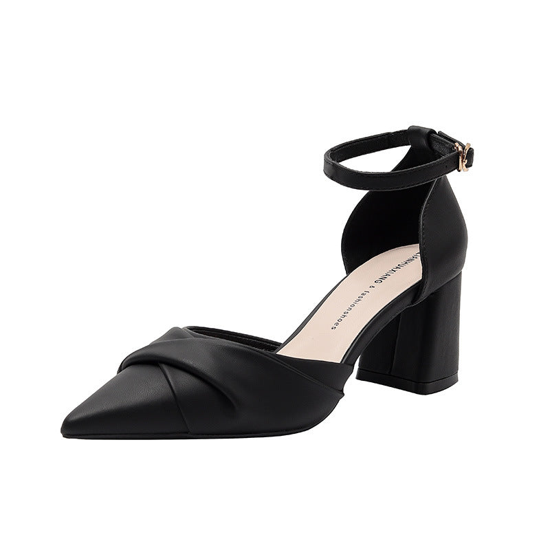 Elegante Chunky Pointed Toe Schwarz Und