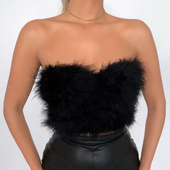 Pure Want to Wear off-Shoulder Top Fairy Fur All-Matching Tube Top