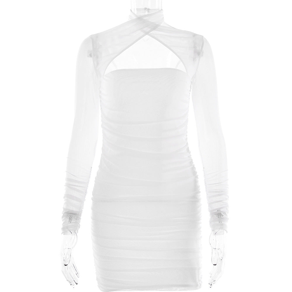 Halterneck off Shoulder Dressable Long Sleeve Backless Hip