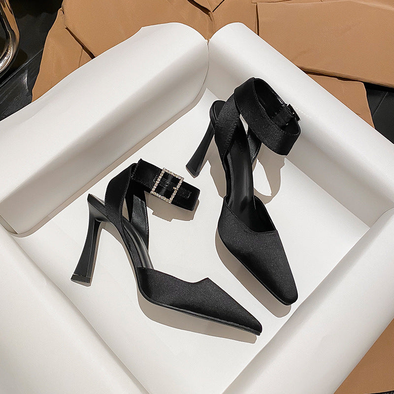 Women's Toe High Stiletto Low-cut Closed Strap Hollow