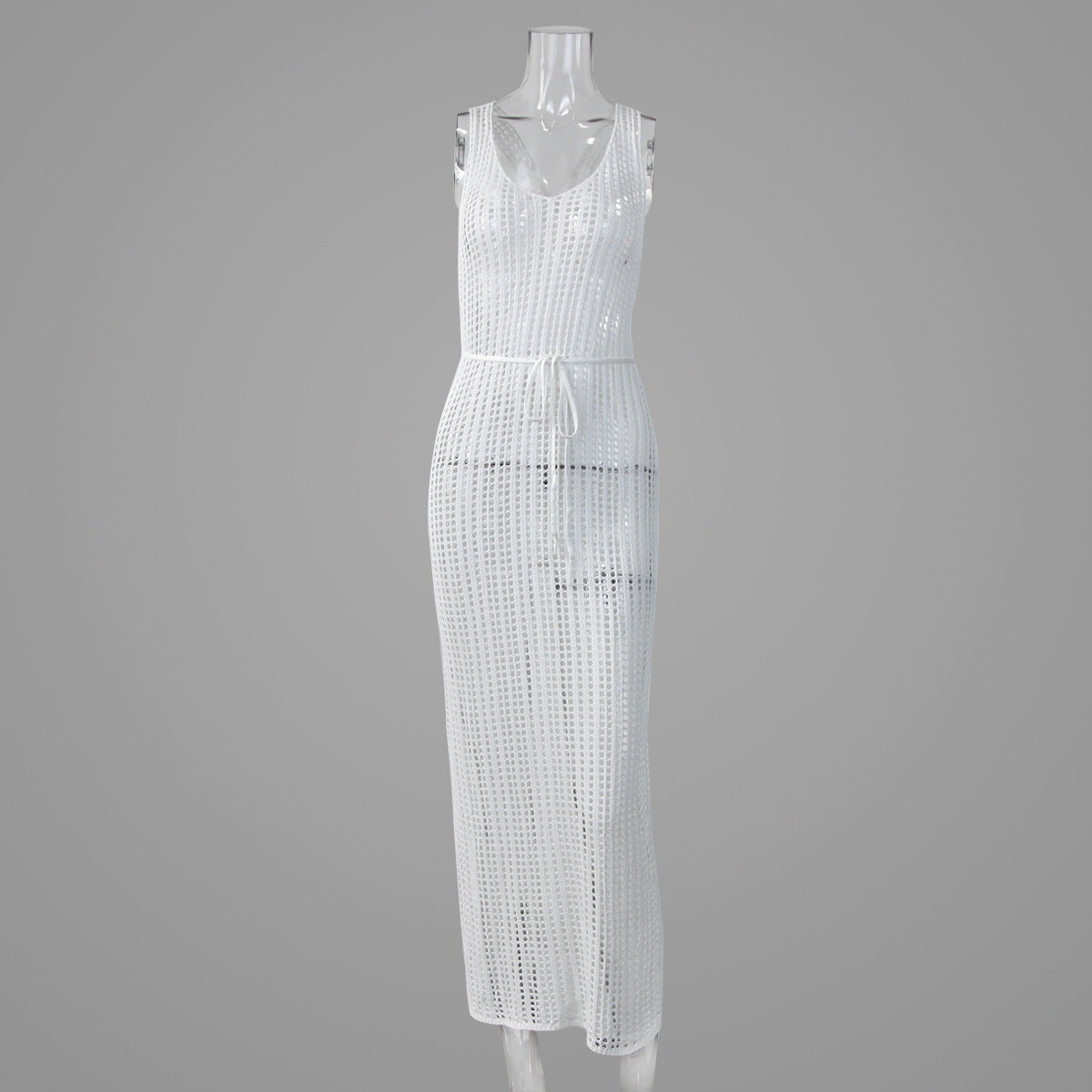 Urlaub Strand Bluse Hohl Ausgeschnitten rückenfreies Strickkleid