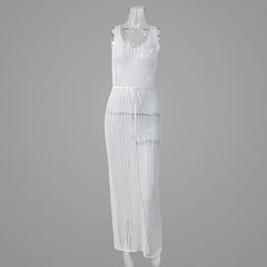 Urlaub Strand Bluse Hohl Ausgeschnitten rückenfreies Strickkleid