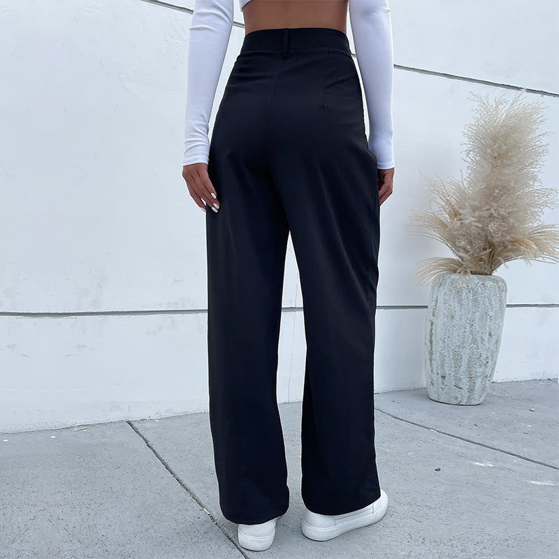 Pantalon décontracté moulant de couleur unie