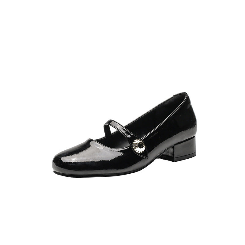 Women's Platform Gold Buckle Shallow Mouth Round