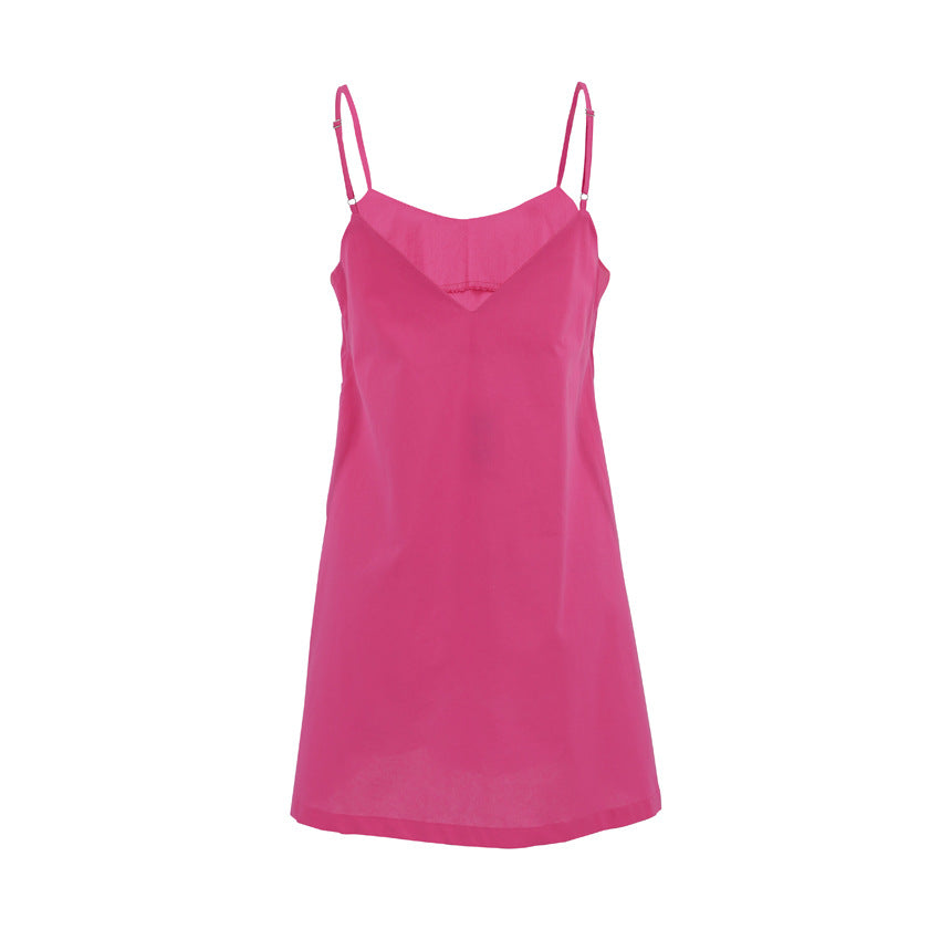 Chemise de nuit Pure Want Dos nu Couleur unie Confort Doux pour la peau Vêtements d'intérieur Pur coton Respirant