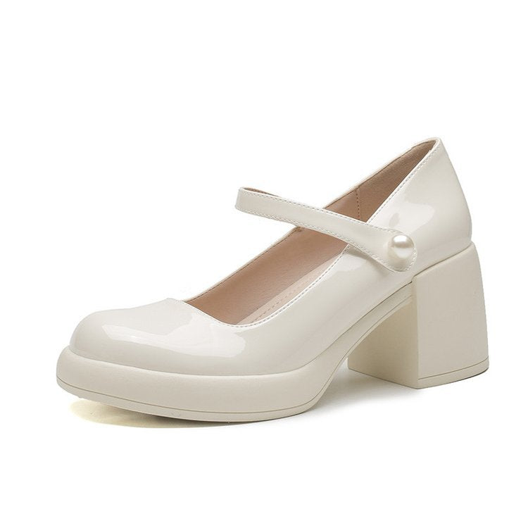 Damen Chunky Pumps Frühfrühling Flacher Mund Fee Stil Heels