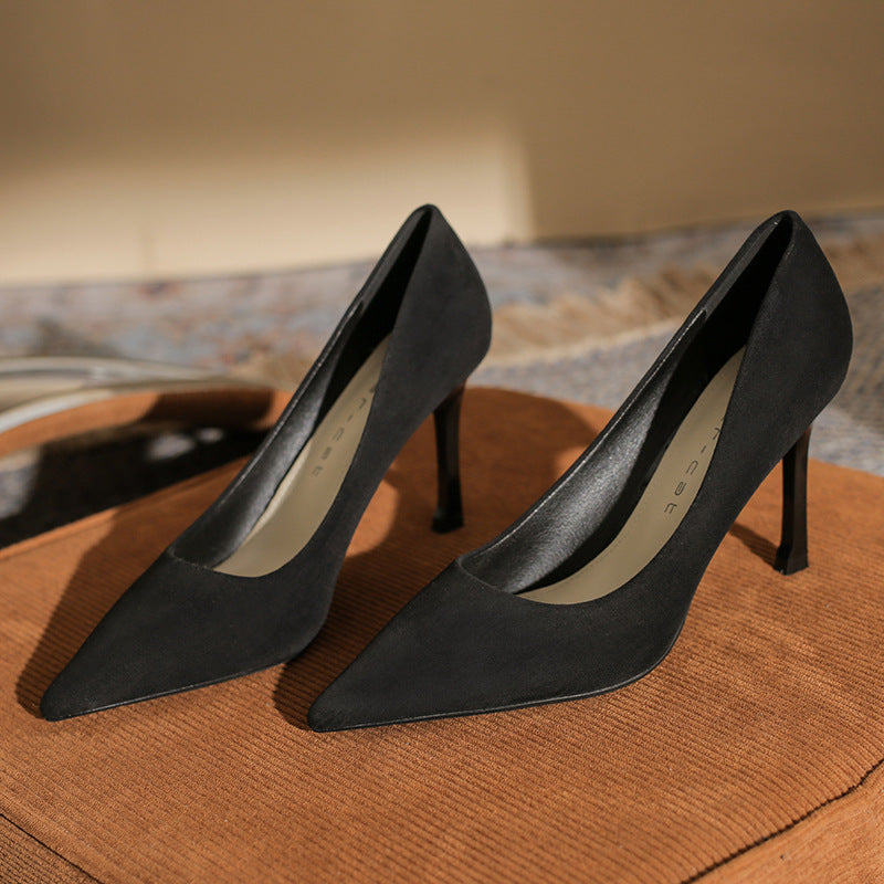 Damen Spitz High Stiletto Frühling Wildleder Heels