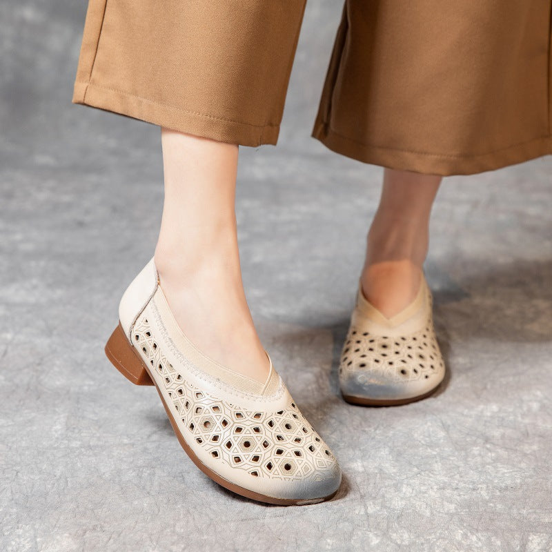 Chunky Hollow Beef Tendon Soft Bottom Heels
