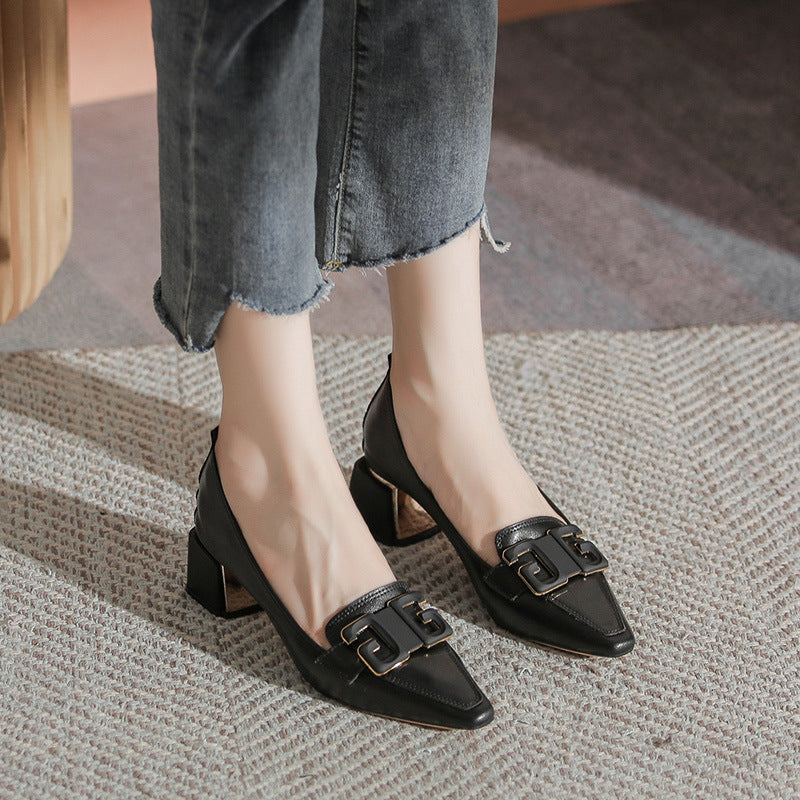 Women's Square Toe Medium-sized Mouth Autumn Soft