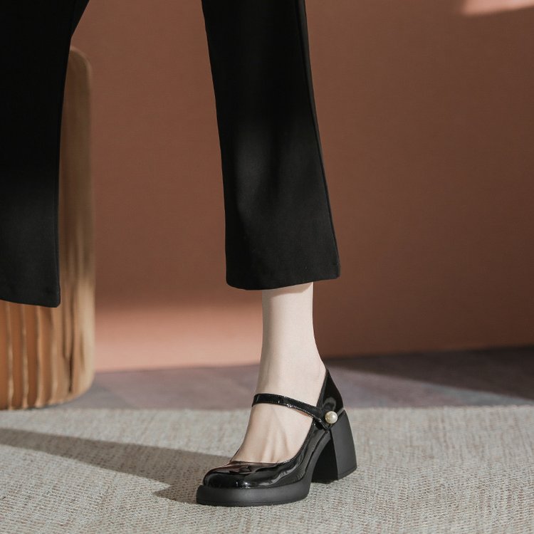 Damen Chunky Pumps Frühfrühling Flacher Mund Fee Stil Heels