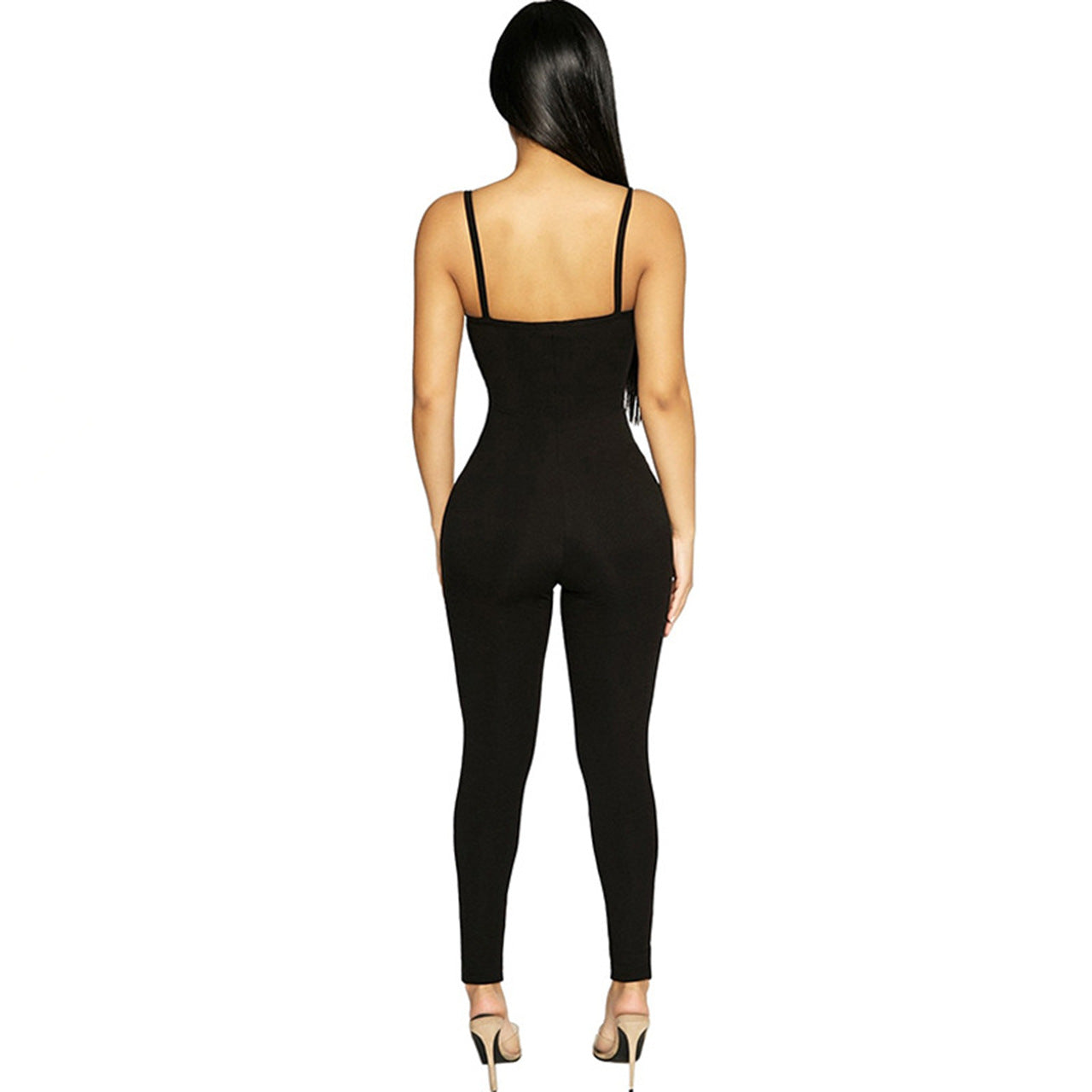 Solid Color Spaghetti Straps Slimming Slim Fit Bodysuit