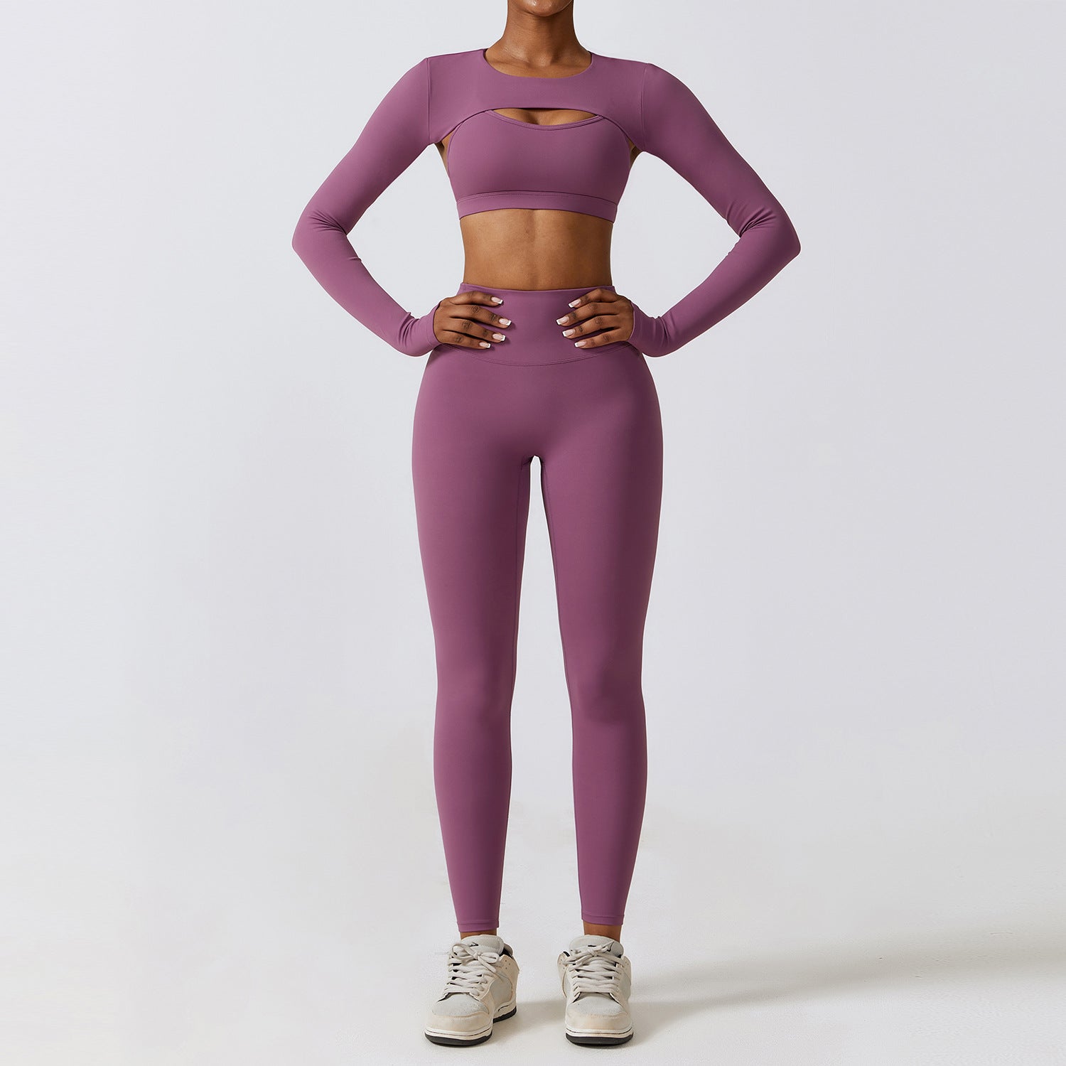 Skinny Yoga Nude Feel Quick Drying Sports Suit Thin Fitness Three Piece Set