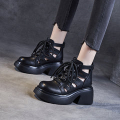 Women's Thick-soled Retro Cowhide Roman Female
