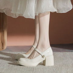 Damen Chunky Pumps Frühfrühling Flacher Mund Fee Stil Heels