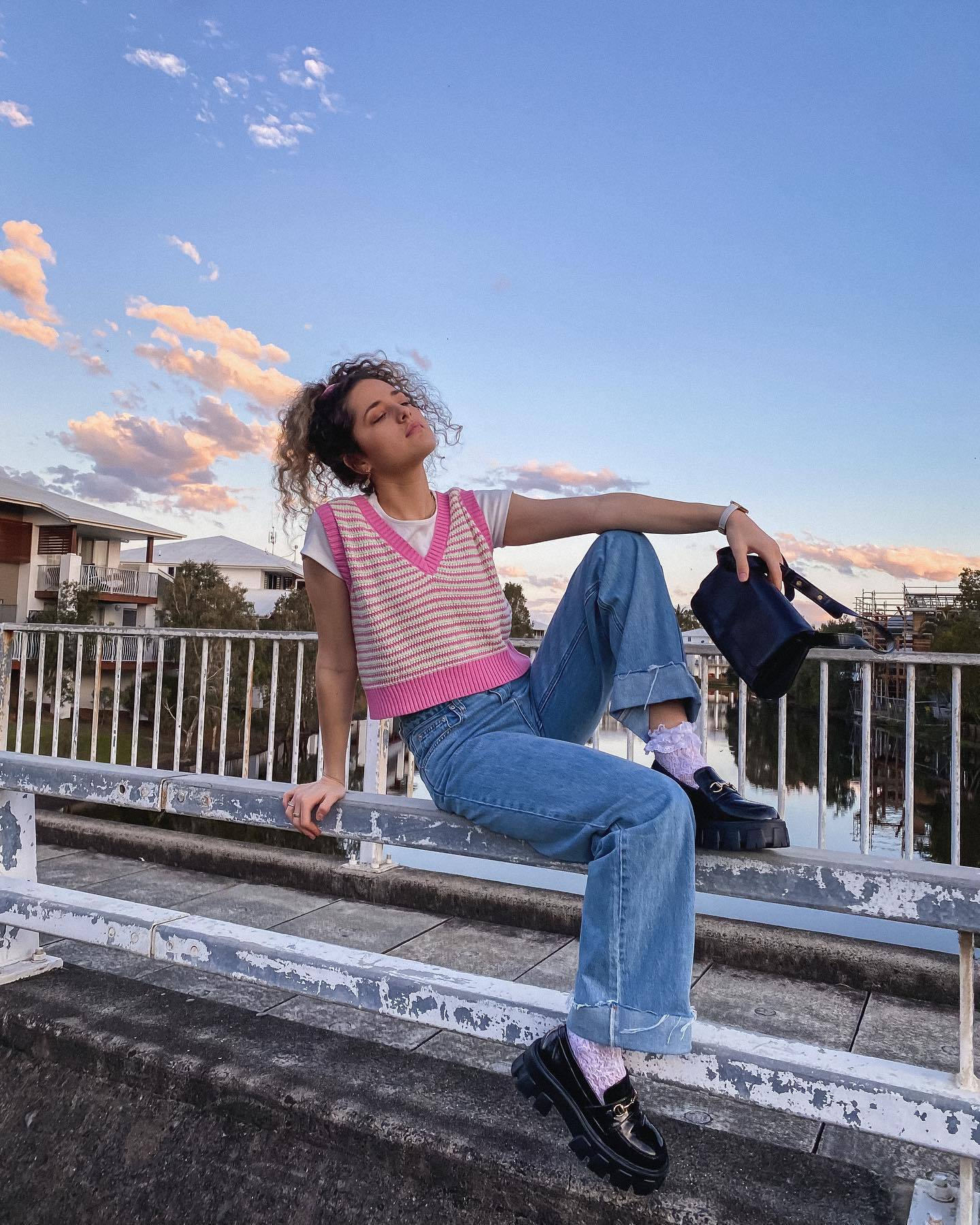 Jeans bouclés amples délavés pantalons en denim décontractés
