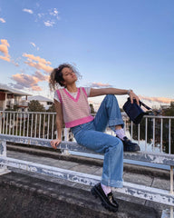 Jeans bouclés amples délavés pantalons en denim décontractés