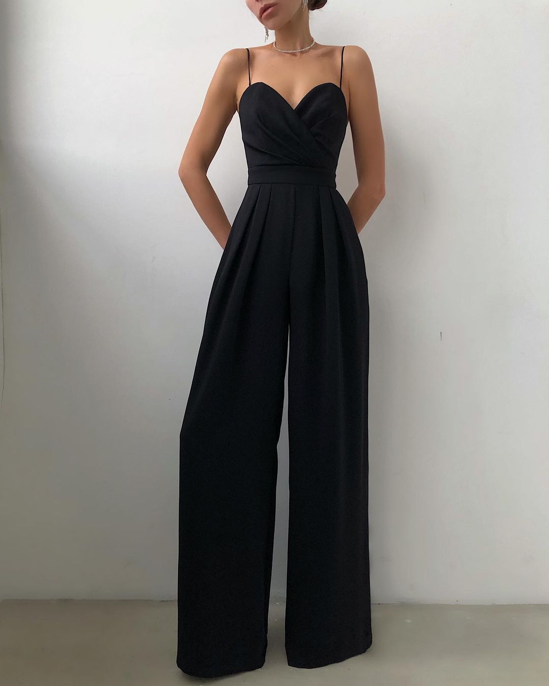 Sling Waist Straight Mop Floor Minimalist Jumpsuit