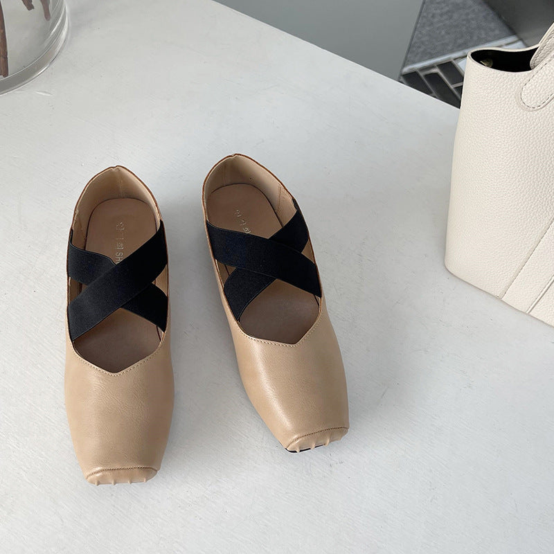 Popular Retro Soft Grandma Square Toe