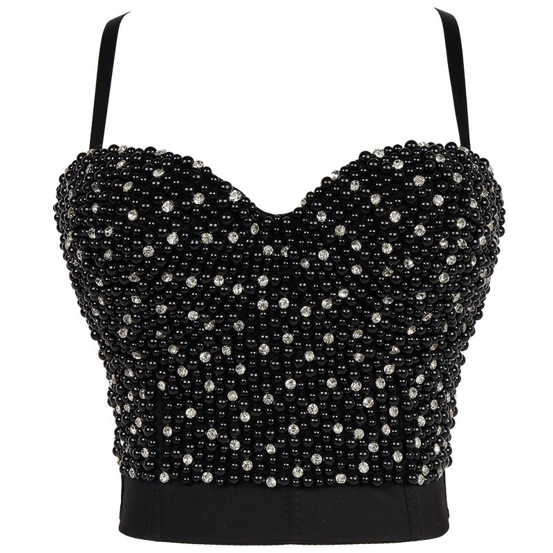 Bubble Beads plus Diamond Tube Top Handmade Studded Brassiere Body Shaping Vest Trendy Sling Stage Performance Costume