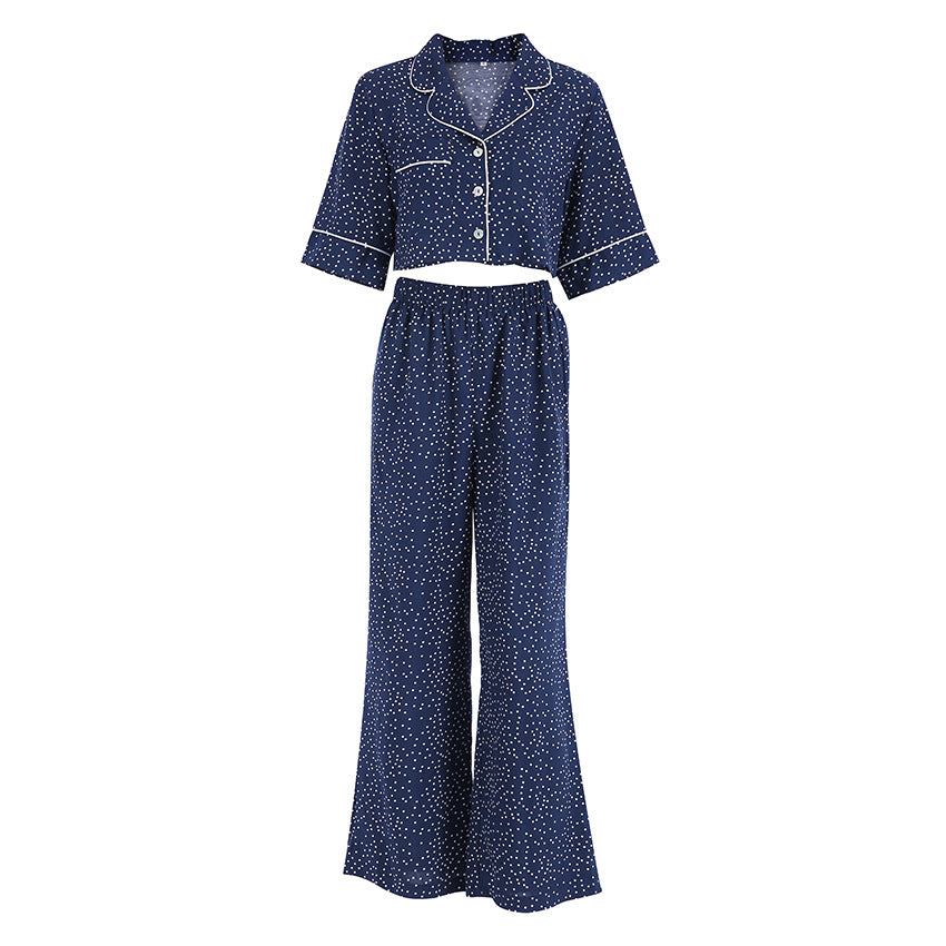 Polka Dot Pajamas Thin Cotton Silk Starry Sky Outer Wear Home