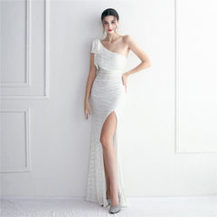 Craft Sequined Toast Long One Shoulder Appreciation Dinner Slim Fit Fishtail Wedding  Socialite