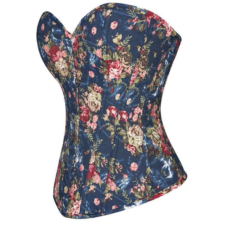 Retro Palace Blue Small Floral Shapewear Bodybuilding Girdle Girdle