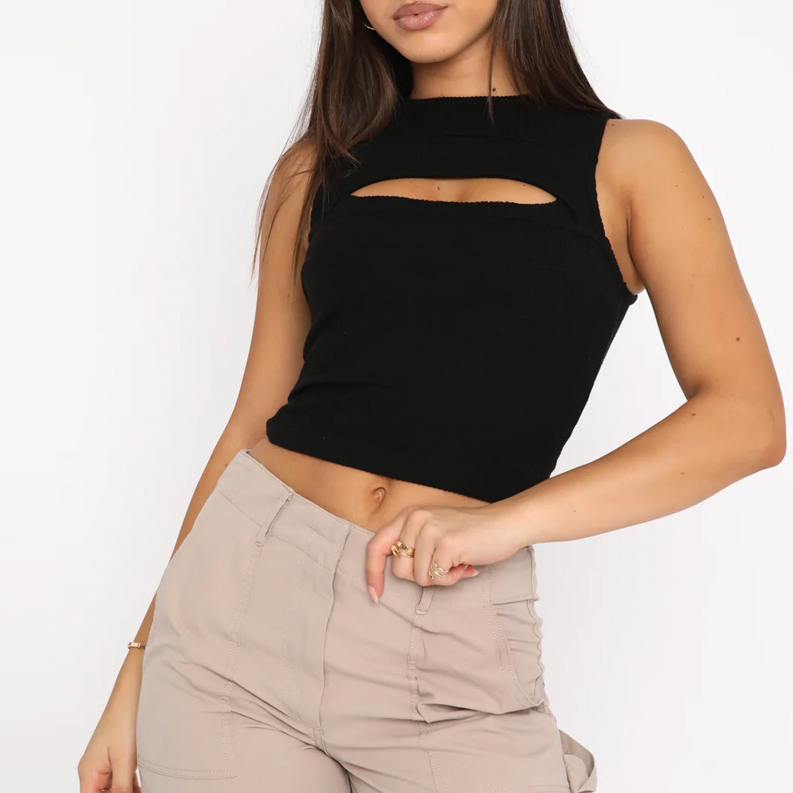 Hollow Out Cutout Vest All Matching Short Cropped Outfit Top Outerwear