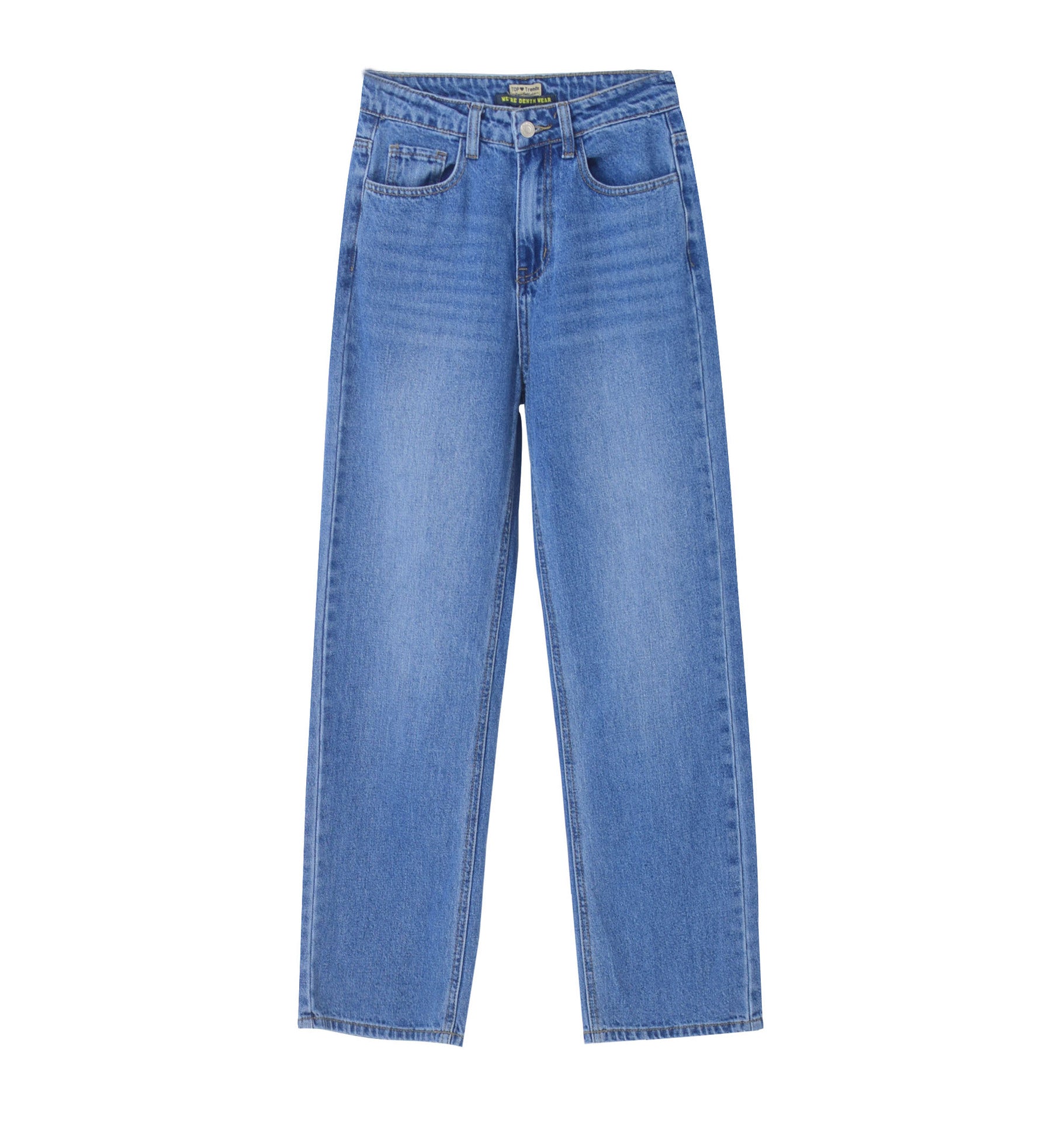 High Waist Wide Leg Drooping Straight Back Loose Hole Slimming Denim Trousers