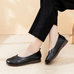 Women's Genuine Shallow Mouth Flat Bottom Slip-on