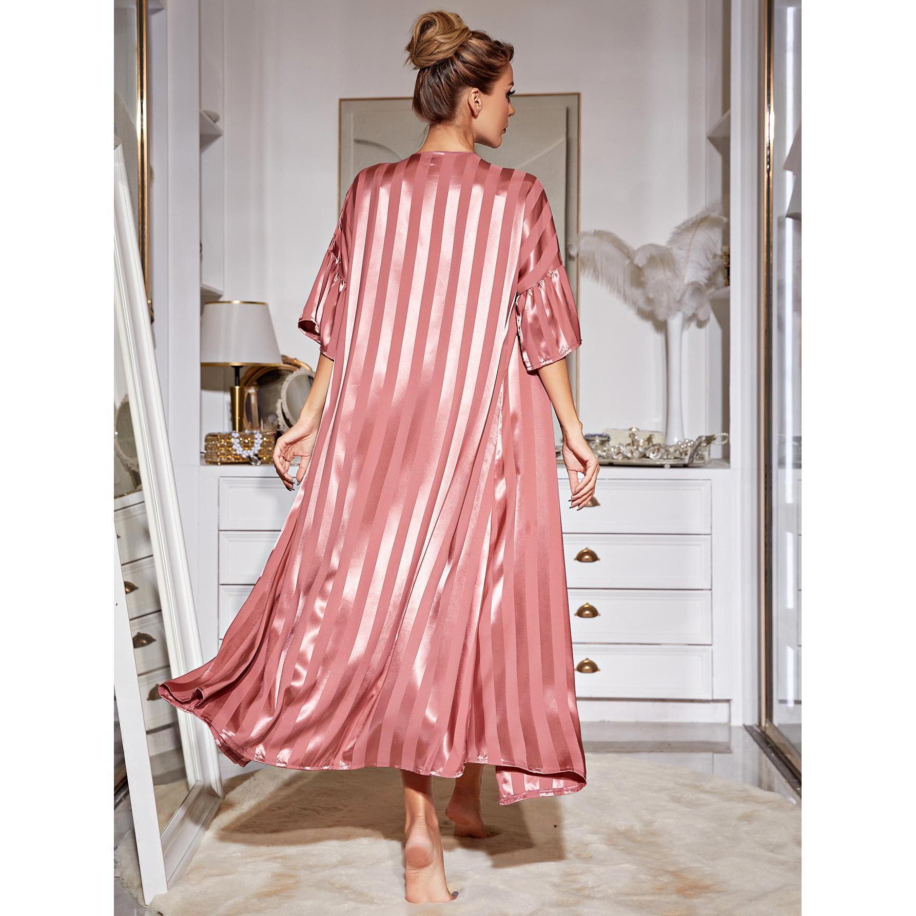 Sling Pajamas Two Piece Set Long Robe Silk High Grade Home Wear Set