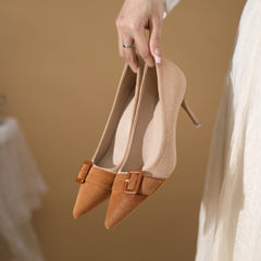 Block High Suede Korean Heels