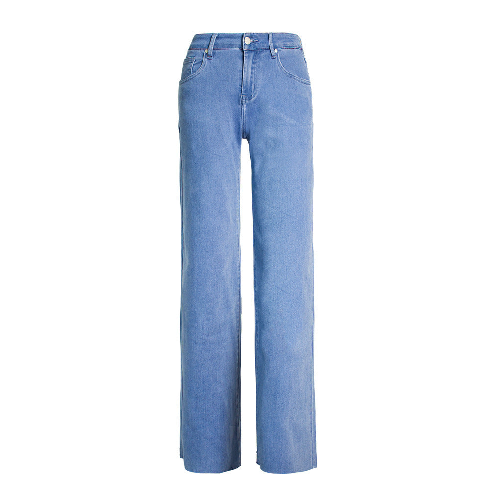 Loose Casual Wide-Leg Pants Trousers High Waist Straight Mop Denim Pants