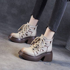 Women's Thick-soled Retro Cowhide Roman Female