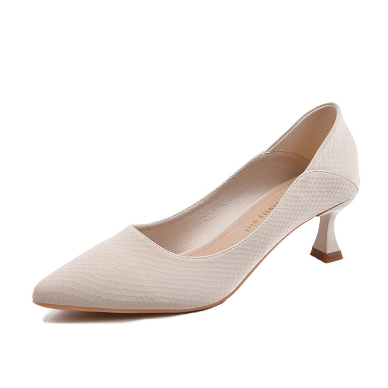 Women's High Pointed Toe Black Soft Surface