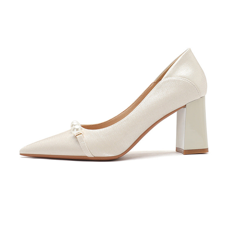 Frauen Low-cut Chunky High Single-layer Einfache Perle