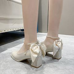 Women's Bow Fairy Style Chunky Pearl