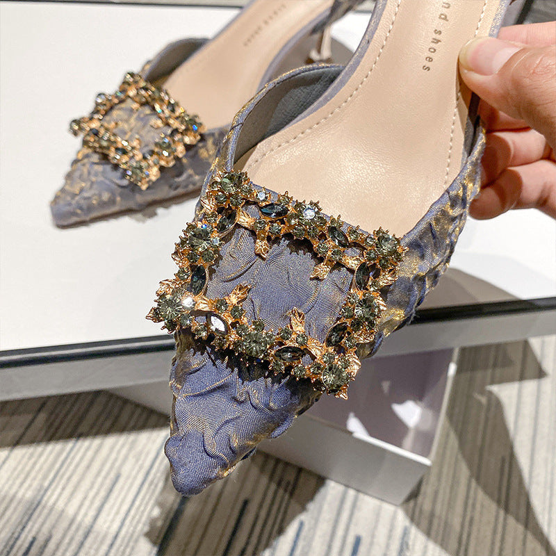 Chaussures basses creuses à strass pour femme, style été