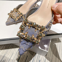 Chaussures basses creuses à strass pour femme, style été