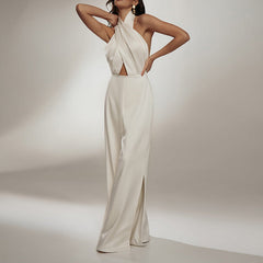 Jumpsuit Sleeveless Halter Jumpsuit Backless