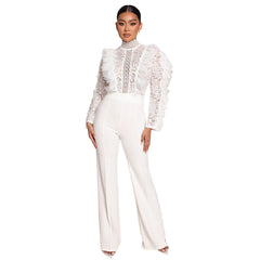 Lace Tassel Trousers See Through Jumpsuit