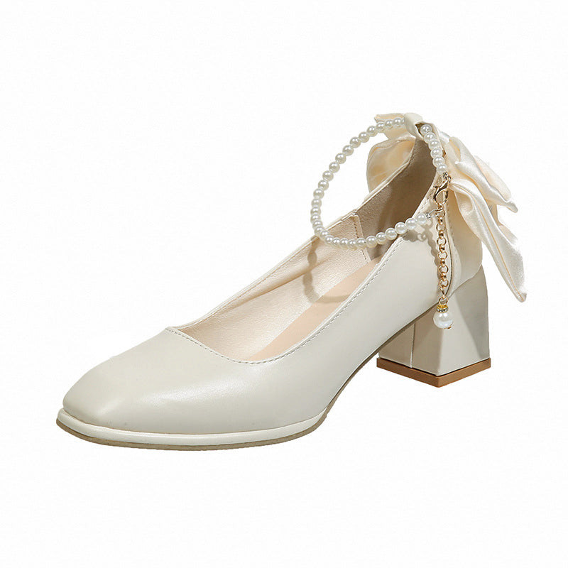 Women's Bow Fairy Style Chunky Pearl