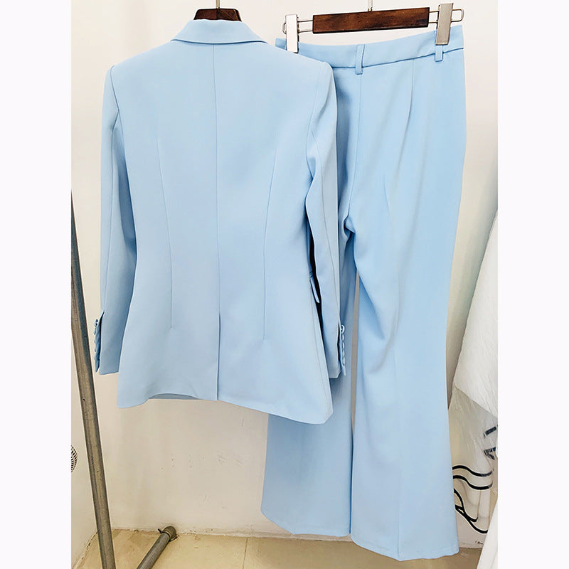 Star Business Wear One Button Cloth Cover Mid Length Suit Bell Bottom Pants Suit Two Piece Suit