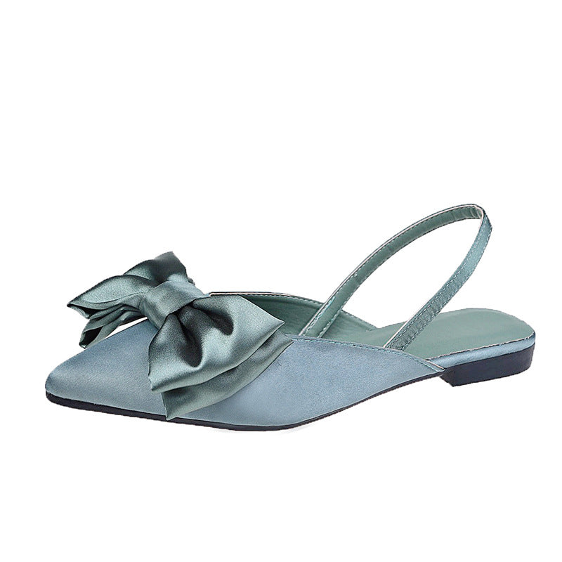 Damen Sommer Europäische Waren Seide Schleife Spitzschuh Einfach